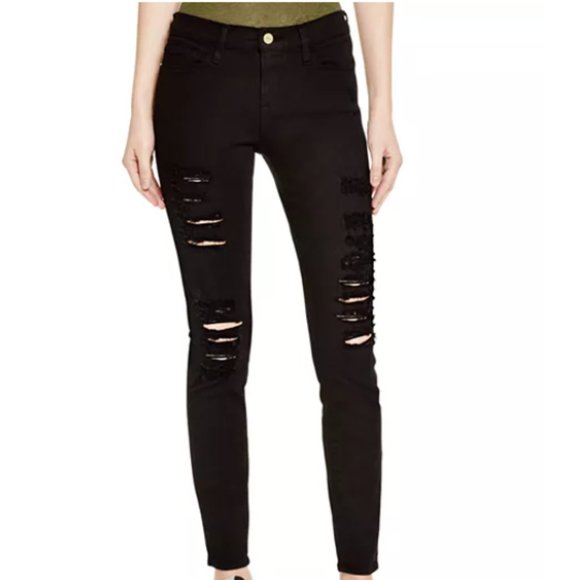 FRAME Le Garcon Black Distressed Skinny Jeans - Picture 5 of 5